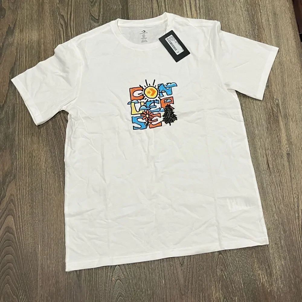 NWT Converse Mother Nature Graphic T-Shirt Short Sleeve Crewneck White Size M